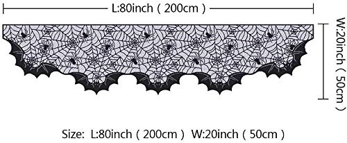FunisFun Lace Fireplace Mantle Scarf Cover Halloween Bat 20x80" Autumn Decor