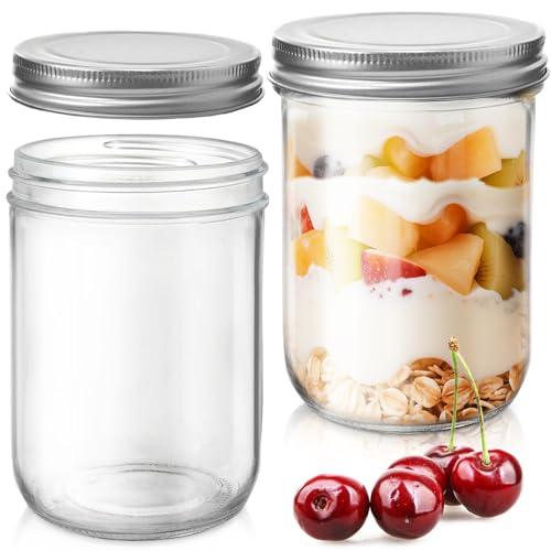 Showvigor 16oz Wide Mouth Mason Jars - 2 Pack Airtight Glass Storage