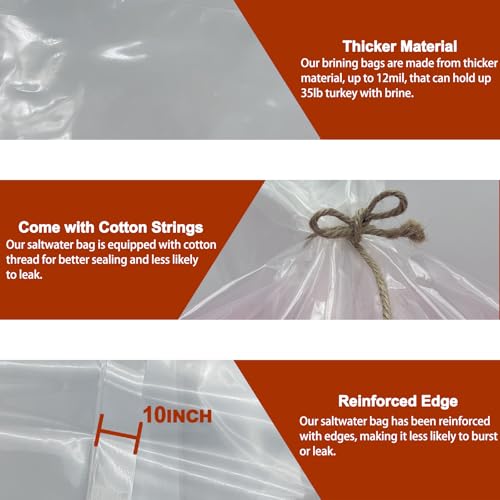 Daarcin Extra Large Turkey Brine Bags 26x24in 35lb Food Grade Saline Bags (3 Pack)