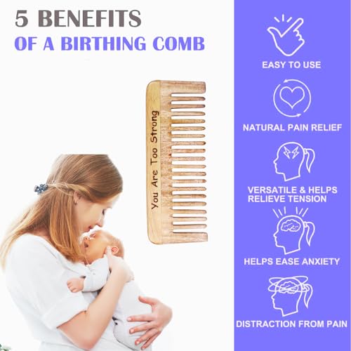 Natural Wood Birthing Comb for Labor Pain Relief and Delivery Essentials