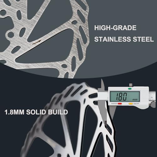 180mm Disc Brake Rotor With 6 Bolts & T25 Torx Tool, Stainless Steel Bike Rotor for Mountain Bike/Road Bike/MTB/BMX, Fits 44mm Threaded Hub (Anti-Rust & Heat-Resistant) (180mm*1pcs)