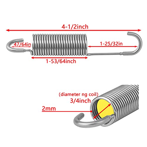 GNPADR 4-1/2 Inch Recliner Tension Spring with Long Hook - Durable Stainless Steel Replacement Part