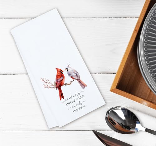 Love Bird Cardinal Quote Hand Towel - Decorative Waffle Weave Dish Towel