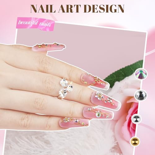 Sinyanail Nail Rhinestones and Pearls Kit 2 Boxes Flatback Gems
