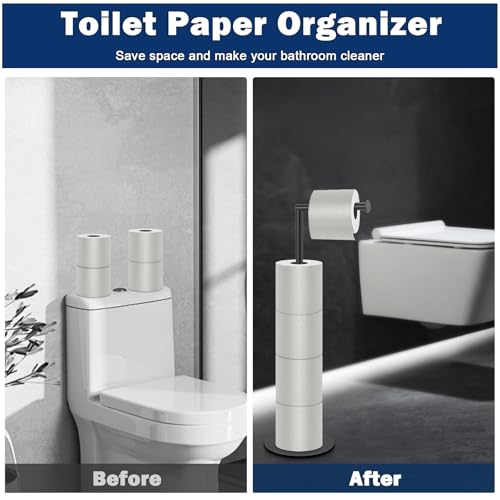 NearMoon Matte Black Toilet Paper Holder Stand - Modern Rustproof Design