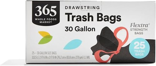 365 by Whole Foods Market | Flextra Strength 30 Gallon Drawstring Trash Bags - 25 Count