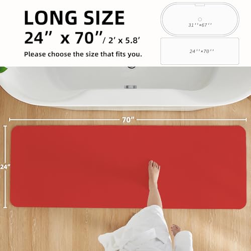 TYUU Christmas Red Bath Mat Runner 24x70 Inch Non Slip Bathroom Rug