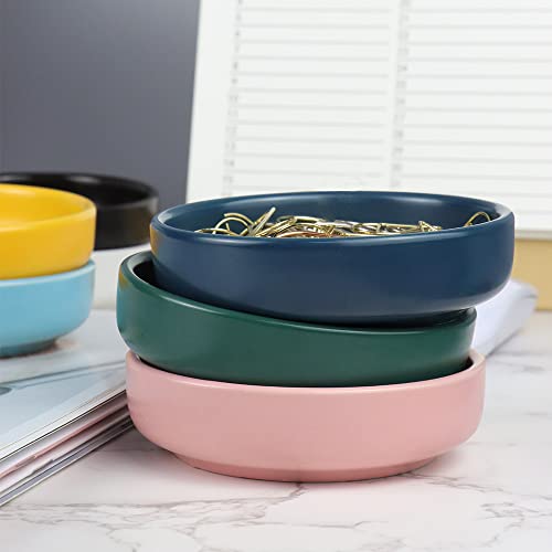 MEI YI TIAN Ceramic Paperclip Holder - Round Desk Organizer, Dark Green