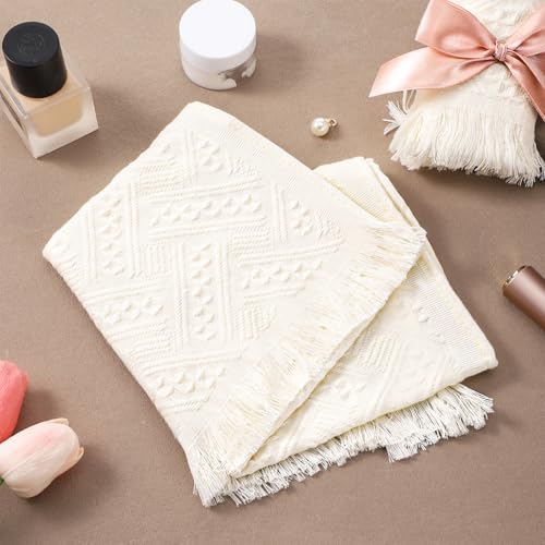 2-Pack Bohemian Turkish Cotton Hand Towels - Beige & Pink