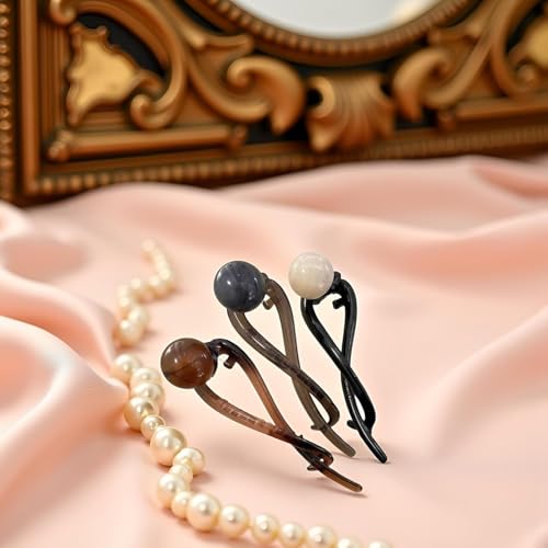 Vintage Pearl Banana Clips Set - 3Pcs French Twist Hair Clips