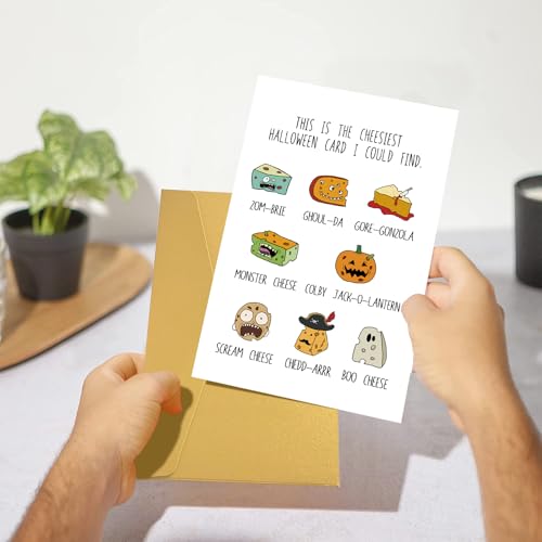 Funny Cheese Pun Halloween Greeting Card for Cheese Lovers
