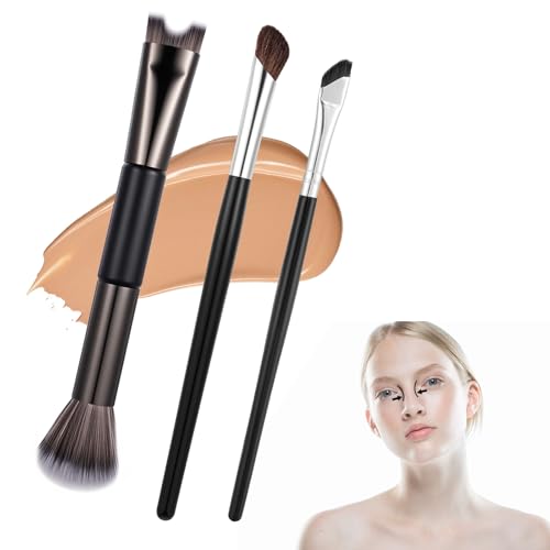 Matwsec Dual-Ended Nose Contour Brush Set, 3PCS Angled Makeup Brushes