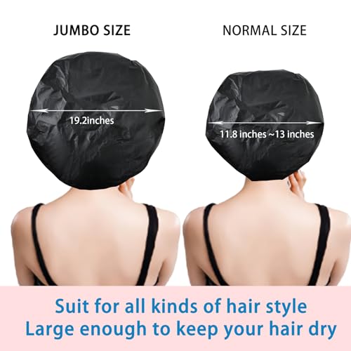 Super Jumbo Shower Cap for Women 2-Pack Extra Large Waterproof Hair Caps