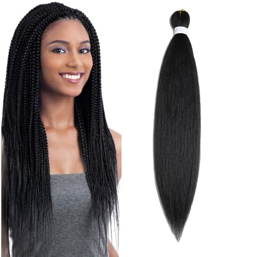 Pre-Stretched Braiding Hair 28 Inch Synthetic Fiber Natural Black 1-Pack