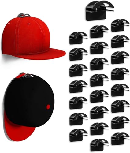 MSKEI Black 24-Pack Adhesive Hat Hooks Wall Mount for Baseball Caps & Hats