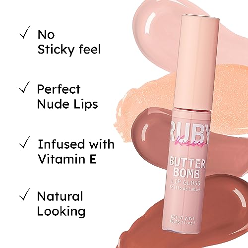 Ruby Kisses Butter Bomb Lip Gloss High Shine Non Sticky Hydrating