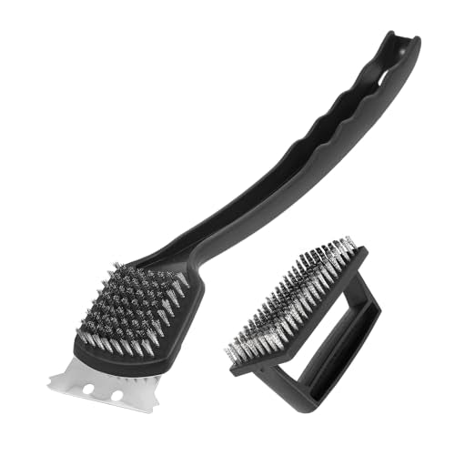 Unosaic 2-in-1 Grill Brush Set with Long Handle & Steel Bristles for BBQ