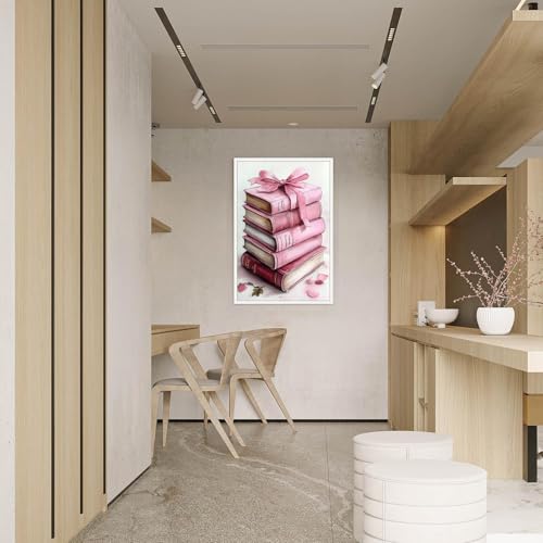 Pink Bow Books Canvas Wall Art Coquette Preppy Poster 8x12 Unframed