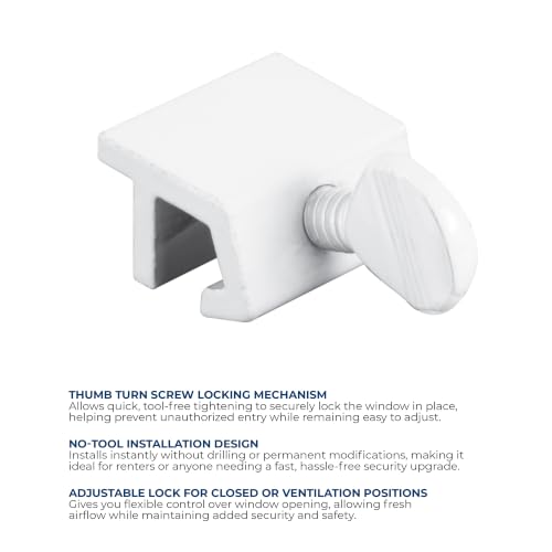 Prime-Line Sliding Window Security Lock, White Finish, 4 Pack