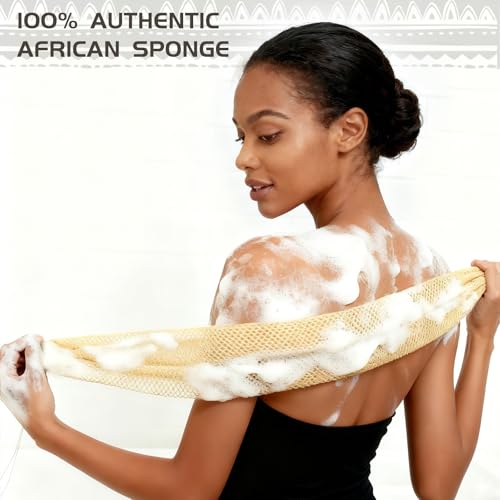 African Exfoliating Net Sponge Body Scrubber - Beige Bath Washcloth