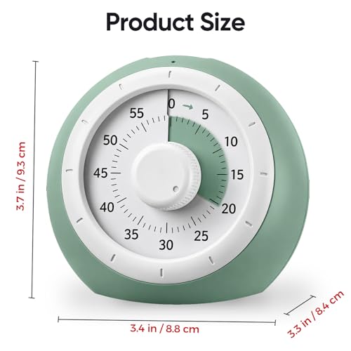 Nixroork Green 60-Minute Visual Timer for Kids Silent Countdown Clock