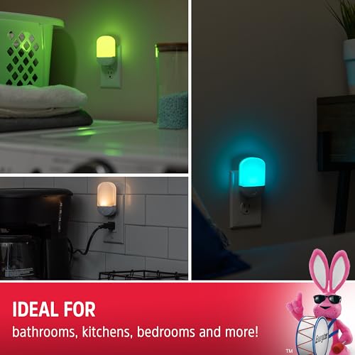 Energizer LED Color-Changing Night Light, White Base, Dusk-to-Dawn Sensor