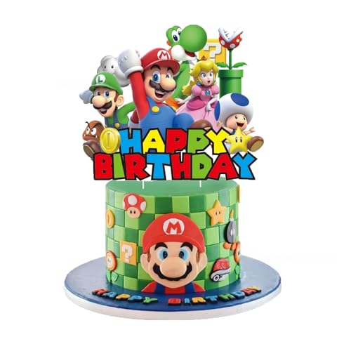 25PCS Mario Cake Toppers - Cartoon Cupcake Decorations for Parties
