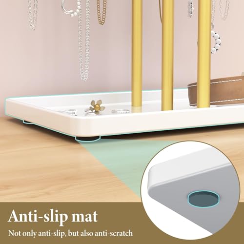 Adjustable Metal Jewelry Holder Organizer Stand for Necklaces & Bracelets (Gold)