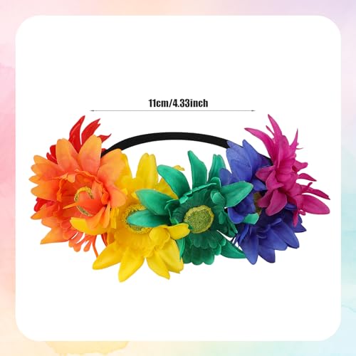 NQEUEPN Rainbow Flower Crown Headband for Pride Party and Festival