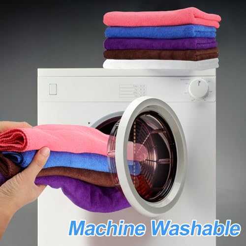 HARFINGTON 4 Pack Microfiber Cleaning Cloths - 16" x 16" Purple