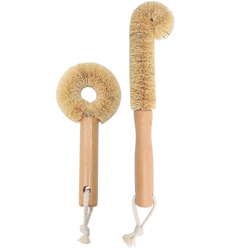 Eco-Friendly Coconut Fiber Bottle Brush Set with Wooden Handle