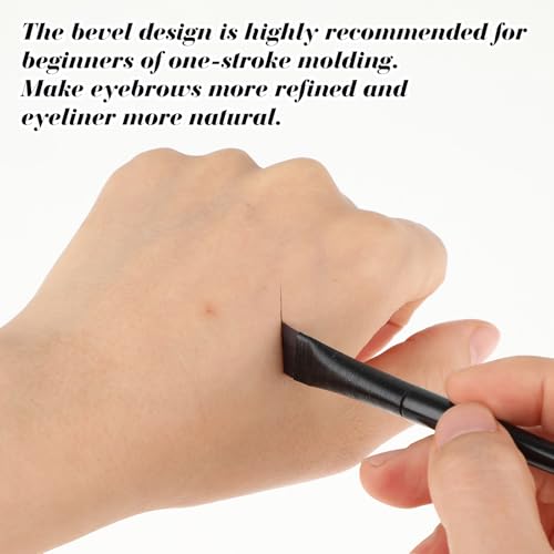 Bremorou 3 Pcs Angled Eyebrow & Eyeliner Brush Set - Black