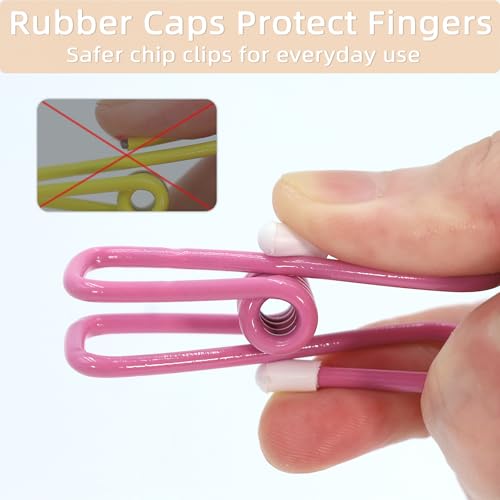 ChicRange 10-Pack Colorful Metal Chip Clips with Rubber Caps
