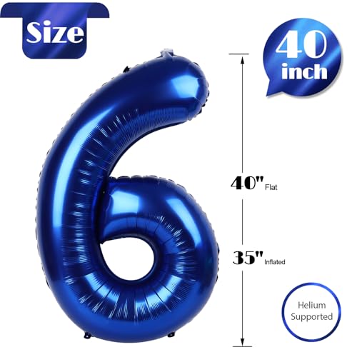 Night Blue 40-Inch Number 6 Balloon - Jumbo Birthday Decoration