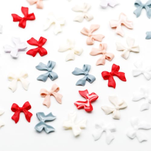 Furimuk 200 Pcs 3D Bow Nail Charms Colorful Resin Bowknot Art Accessories