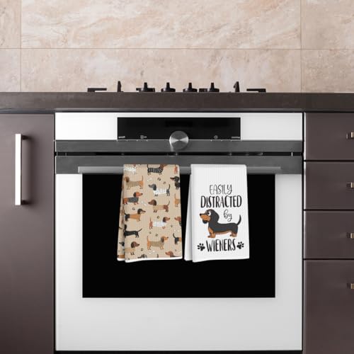Dachshund Kitchen Towels - 2 Pack Absorbent Microfiber Hand Towels