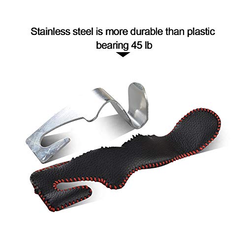 2 Pack Car Headrest Hooks - Durable Microfiber Leather & Alloy, 45lb Capacity