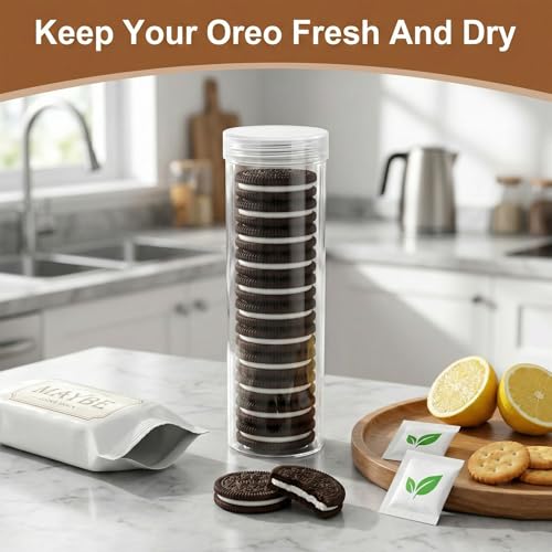 Airtight Round Cookie Storage Containers - Set of 2, Clear Plastic