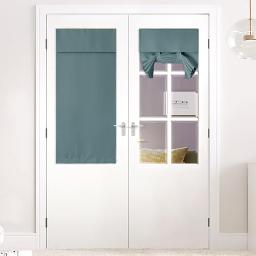 NICETOWN Greyish Blue Blackout Curtain for French Doors, 26x50in