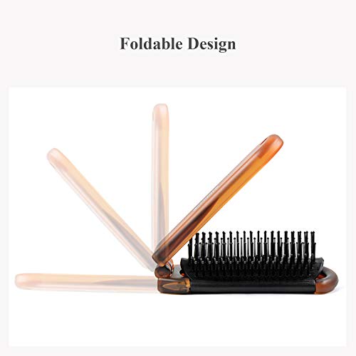 Ancable Travel Hair Brush with Mirror Mini Folding Hairbrush for Women