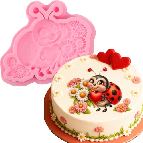 Beetle Sunflower Silicone Mold for Fondant Cake Decorating and Chocolate