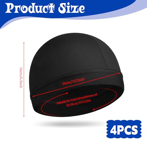 4 Pcs Wave Cap,Polyester Silk Skull Cap Breathable Helmet Liner Wave Caps for 360 540 723 Waves,Black