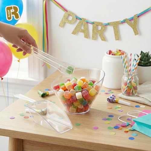 12-Pack Clear Serving Tongs and Plastic Scoops for Candy Buffets