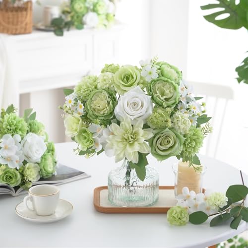Artificial Flower Set - 4 Pcs Peony and Rose Bouquets for Home Decor