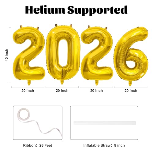 40-Inch Gold 2026 Balloons Set for New Year Celebrations