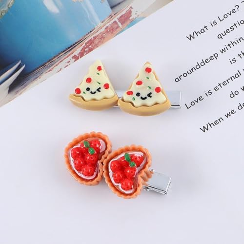 Smiley Pizza Hair Clips 2Pcs - Cute Non-Slip Food Hair Accessories