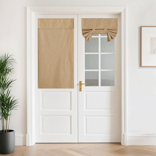 NICETOWN 100% Blackout French Door Curtain Panel, 26 x 50 in, Camel