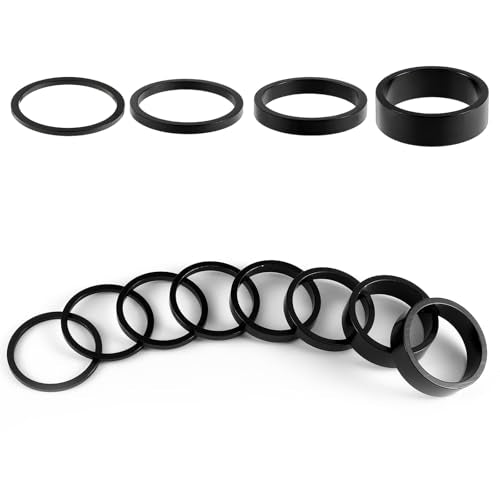 12 PCS Bike Stem Spacers 1 1/8, 4 Sizes Aluminum Alloy Bike Headset Spacers Bikes Handlebar Stem Spacers Fit 1-1/8 Inch Stem Mountain Bike Road Bikes Handlebar (10mm 5mm 3mm 2mm)