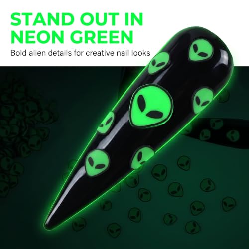 3D Green Alien Polymer Clay Slices for Nail Art and DIY Crafts