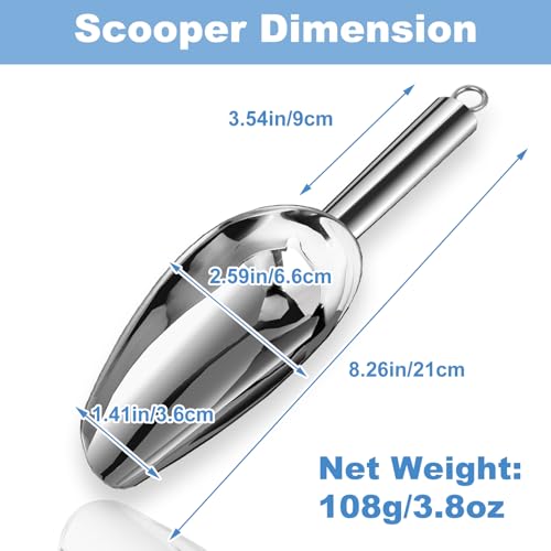6 oz Stainless Steel Ice Scoop - Durable Metal Scooper for Bars, Kitchens & Parties